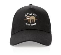 Casquette Je Peux Pas Je suis au Max - Imprimé en France - Cadeau Animaux Je Peux Pas J'Ai Original Rigolo (Noir)