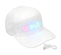 Casquette LED avec Contrôle Par Application Bluetooth, Chapeau Programmable avec écran d'affichage LED Amovible, Casquette de Baseball Lumineuse Modifiable pour Concert de Course de Nuit(Blanc)