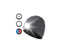 Casquette LED en tricot avec lumière rechargeable par USB, éclairage et modes d'avertissement clignotant 5 LED, installation facile (gris)