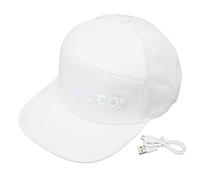 Casquette LED Programmable Bluetooth APP Contrôle Chapeau LED Coloré Modifiable pour Concert en Plein Air Carnaval Matériau en Coton Taille Réglable Écran Amovible (Blanche)