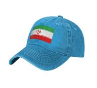 Casquette L'Iran Drapeau Denim Lavé Anti-UV | 100% Coton Réglable Camionneur Unisexe Classique
