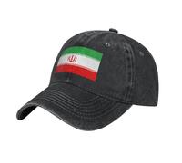 Casquette L'Iran Drapeau Denim Lavé Anti-UV | 100% Coton Réglable Camionneur Unisexe Classique