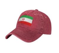 Casquette L'Iran Drapeau Denim Lavé Anti-UV | 100% Coton Réglable Camionneur Unisexe Classique