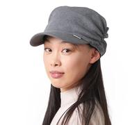 Casquette Militaire Homme Femme Baseball - Chapeau Newsboy Visiere Plate 100% Coton Army Hat Chinois Elastique Couche Plissé Souple Gris Foncé