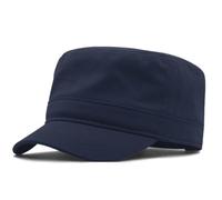 Casquette militaire XXL, chapeau haut plat à grande tête, chapeau de cadet unisexe surdimensionné en coton, visière courte, convient pour 60 à 64,8 cm, noir foncé, Taille unique