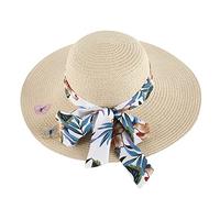 Casquette Moustache Chapeaux d'été pour Femmes Larges Femmes Paille Chapeau de Plage Petite Fille Chapeau de Soleil Pliable Dames Chapeaux Béret Casquette Homme (Beige, M)