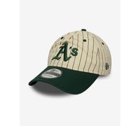 Casquette New Era Pinstripe 9TWENTY Athletics blanc crème vert foncé