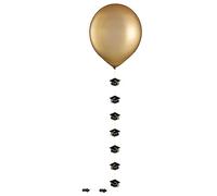 Casquette noire de remise de diplôme avec queue découpée avec ballon doré - 61 cm