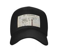 Casquette Noire，Figaro Journal Casquette de Baseball Hip Hop Chapeau Homme Luxe Garçon Femmes