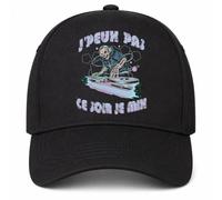 Casquette Noire J'peux Pas Ce Soir Je Mix Kopia J'peux Pas Casquette Noire | 5 Panneaux Polyester Recyclé 210 g/m² Taille Unique Réglable | Boucle Métal Œillets Brodés | Cadeau Anniversaire Noël