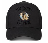Casquette Noire Mon Tervueren c'est ma vie C'est La Vie | 5 Panneaux Polyester Recyclé 210 g/m² Taille Unique Réglable | Boucle Métal Œillets Brodés | Cadeau Propriétaire Chien Anniversaire Noël