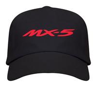 Casquette noire pour homme avec logo rouge Mazda MX-5-5 panneaux, 100 % coton, 340 g/m², une touche sportive pour vos aventures !, Noir , taille unique