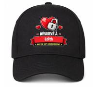 Casquette Noire Réservé à Edith acces VIP Uniquement | 5 Panneaux Polyester Recyclé 210 g/m² Taille Unique Réglable | Boucle Métal Œillets Brodés | Cadeau Amoureux Amoureuse Anniversaire Noël