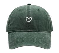 Casquette Nom Femme Couleur Unie Cœur Brodé Doux Haut Extérieur Lavé Baseball Casquette Biker, vert, taille unique