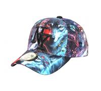 Casquette NY Loup Bleue Rouge Print Fashion Original Baseball Wolf - Taille Unique - Bleu