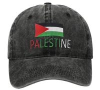 Casquette palestinienne réglable avec drapeau palestinien brodé casquette de baseball respirante et unie avec inscription « Palestine » noire.
