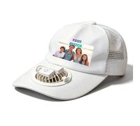 Casquette personnalisée avec ventilateur - Impression photo ou nom, chapeau USB rechargeable, 3 vitesses ajustables, 1 heure d’autonomie - Idéale pour jardinage, pêche, travaux extérieurs (blanc)