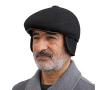 Casquette plate d'hiver pour homme avec cache-oreilles - Chapeau de gavage épais et chaud - Béret coupe-vent en laine - Casquette de lierre classique d'hiver - Casquette de conduite - Chapeau plat de