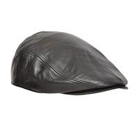 Casquette plate en cuir véritable de style gavroche lierre à visière Gatsby golf chauffeur, Noir , L