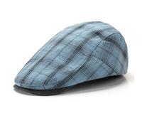 Casquette Plate Homme Femmes Casquette Souples Beret à Carreaux Vintage Newsboy Cap Gatsb Ivy Irish Flat Cabbie Cap Visière Chapeau Soleil de Printemps-été (FR/ES, Alpha/Lettres, Taille Unique, Bleu)