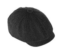 Casquette Plate pour Hommes Chapeau Gavroche Noir Béret à La Mode 8 Pièces Motif à Chevrons Chapeau en Laine Unisexe Gatsby Casquette à Visière Hiver Coupe-Vent et Chaud