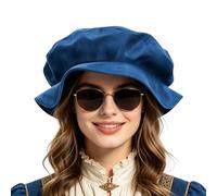 Casquette Plate Tudor Médiévale - Béret Vintage Doux | Béret Tudor Renaissance Avec Garniture En Plumes | Casquette Médiévale En Velours Peluche | Accessoire De Costume Historique Pour Cosplay