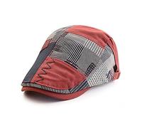 Casquette Plate Vintage Homme Coton Réglable Irlandaise Flat Cap Béret Loisirs Sport Chapeau Souple Visière pour Printemps été (Rouge)