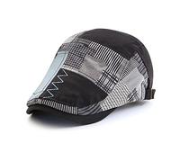 Casquette Plate Vintage Homme Coton Réglable Irlandaise Flat Cap Béret Loisirs Sport Chapeau Souple Visière pour Printemps été (Noir)