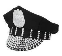 Boland 33029 - Casquette de police avec pierres décoratives et insignes, chapeau pour policier, chapeau de police pour carnaval et JGA, déguisement de carnaval