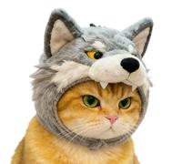 Casquette pour costume d'animaux de compagnie : douillette pour tête de chien avec style animal, bonnet avec motif de loup en peluche, vêtements légers par temps froid | Accessoire habillé amusant