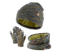 Casquette pour enfant garçon - Bonnet d'hiver - Gants - Écharpe - Ensemble fille - Chapeaux avec pompon en tricot - Guêtres - Moufles doublées en polaire - Ensemble Happy Birthday - Bébé, vert, Taille