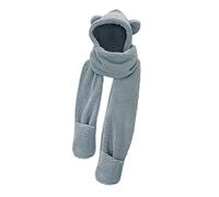 Casquette pour enfants foulard gant costume pour garçons et filles ours mignon 3 en 1 hiver fourrure artificielle casquette écharpe pare-brise casquette gants anti-neige gants casquette longue écharpe