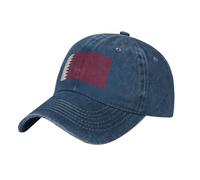 Casquette Qatar Drapeau Denim Lavé Anti-UV | 100% Coton Réglable Camionneur Unisexe Classique