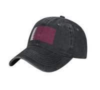 Casquette Qatar Drapeau Denim Lavé Anti-UV | 100% Coton Réglable Camionneur Unisexe Classique