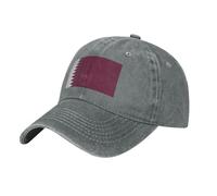 Casquette Qatar Drapeau Denim Lavé Anti-UV | 100% Coton Réglable Camionneur Unisexe Classique