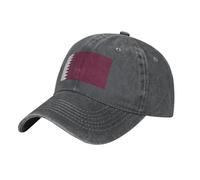 Casquette Qatar Drapeau Denim Lavé Anti-UV | 100% Coton Réglable Camionneur Unisexe Classique