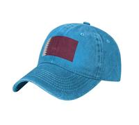 Casquette Qatar Drapeau Denim Lavé Anti-UV | 100% Coton Réglable Camionneur Unisexe Classique