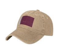 Casquette Qatar Drapeau Denim Lavé Anti-UV | 100% Coton Réglable Camionneur Unisexe Classique