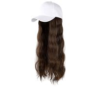 Casquette réglable Cheveux Coiffure Fixée Chapeau Longue Vague Chapeau de Baseball Perruque Bouclée Unisexe Casquette, e, taille unique