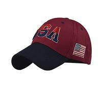 Casquette réglable pour homme et femme avec drapeau américain neutre, bordeaux, Taille unique