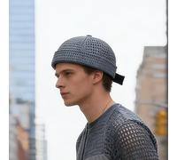 Casquette sans bord en maille pour homme, chapeau de docker d'été respirant avec dos réglable, casquette de marin pliable pour activités de plein air (gris foncé)