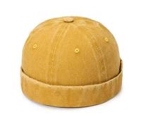 Casquette sans visière - Bonnet Docker - Coton délavé - Jaune moutarde - Taille réglable Taille unique