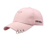 Casquette Sans Visière Hommes Unisexe Couleur Unie Anneau en Métal Coton Alphabet Sport Mode Visière Casquette Visière Protection Solaire Femme, Rose, L