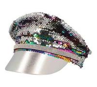 casquette sequin réversible argent/rainbow adulte - boland 44759 Gris G