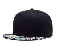 Casquette snapback personnalisée pour hommes concevez votre propre logo et texte brodé visière plate visière classique réglable, Fleurs vertes, M-3XL