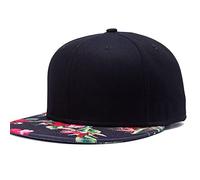 Casquette snapback personnalisée pour hommes concevez votre propre logo et texte brodé visière plate visière classique réglable, Fleurs rouges, M-3XL