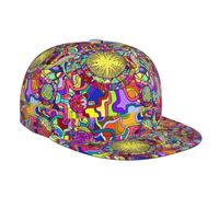 Casquette snapback pour adulte - Abstraction psychédélique - Réglable - Style hip-hop - Visière plate réglable - Pour homme et femme - Noir, Noir , taille unique