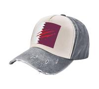 Casquette Souple à Drapeau du Qatar, Casquette de Baseball Souple, Ajustable et Respirante, Protection Solaire, pour Le Sport, Le Golf et Les Voyages. Gray One Size