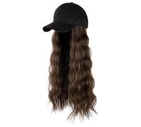 Casquette Sport, Perruque Cheveux Longs avec Chapeau IntéGré Et Ajustable Style Baseball Ondulé Bouclé