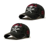 Casquette tête de Mort GEN X Badass, Casquette de Baseball réglable audacieuse génération X Vintage en détresse (2pcs)